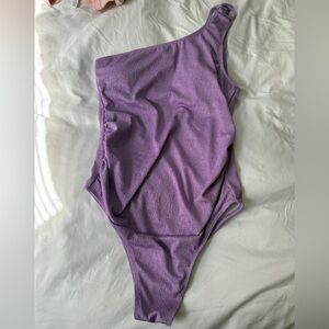 Pregnancy- Purple One-Shoulder Swimsuit
